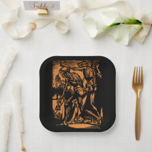 Unearthed Horrors of Dead Miners for Halloween Paper Plate