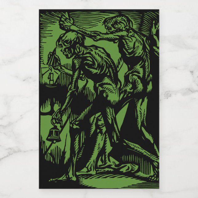 Unearthed Horrors of Dead Miners for Halloween Wine Label (Single Label)