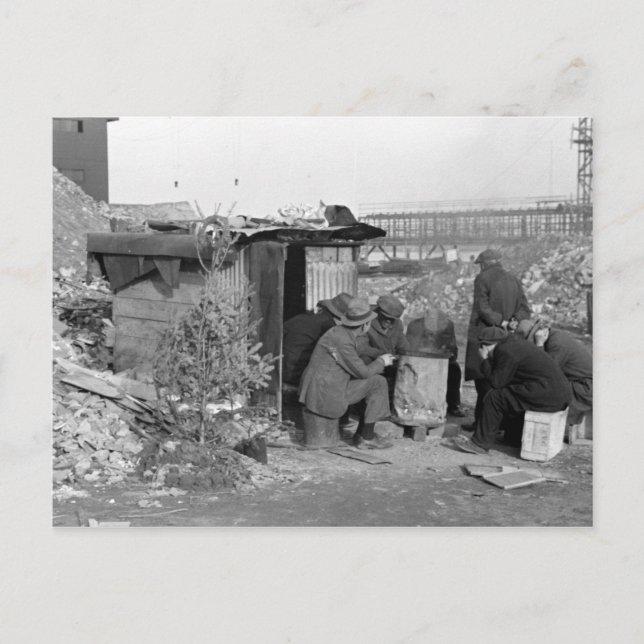Unemployed & Homeless 1938 Holiday Postcard (Front)