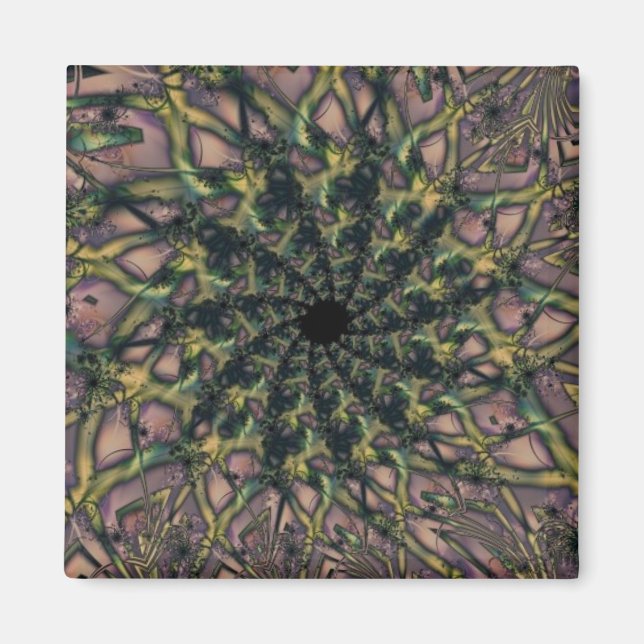Unending | Pink and Yellow Fractal Art Magnet (Front)