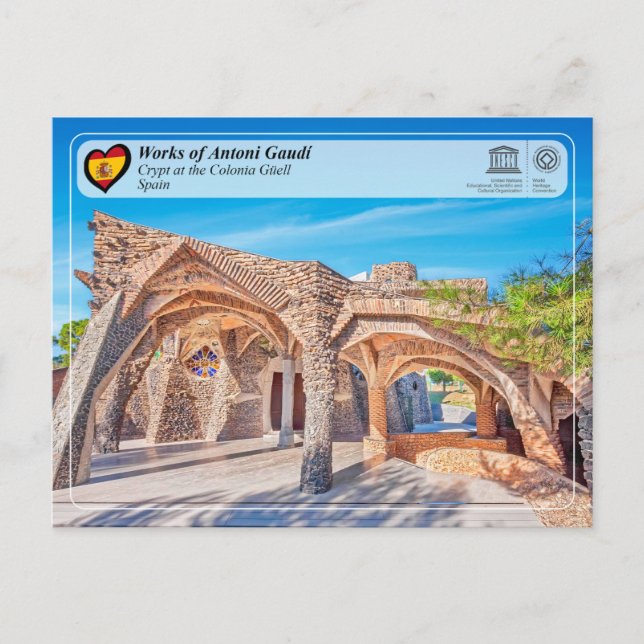 UNESCO - Antoni Gaud￭, Crypt at the Colonia G￼ell Postcard (Front)