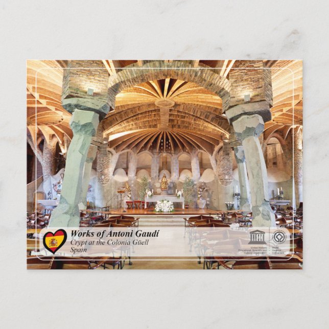 UNESCO - Antoni Gaud￭, Crypt at the Colonia G￼ell Postcard (Front)