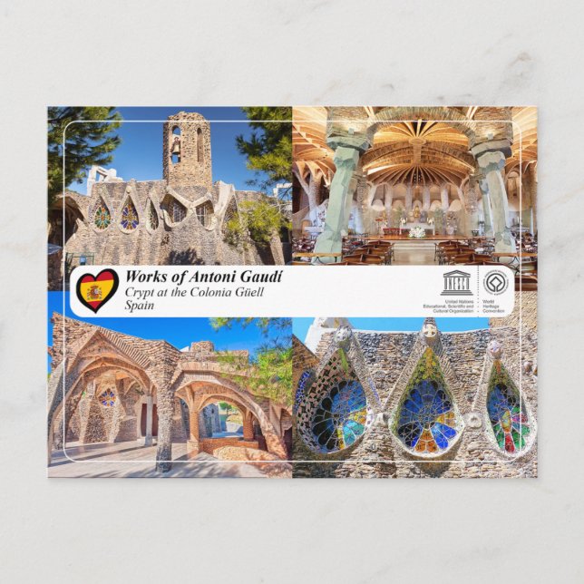 UNESCO - Antoni Gaud￭, Crypt at the Colonia G￼ell Postcard (Front)