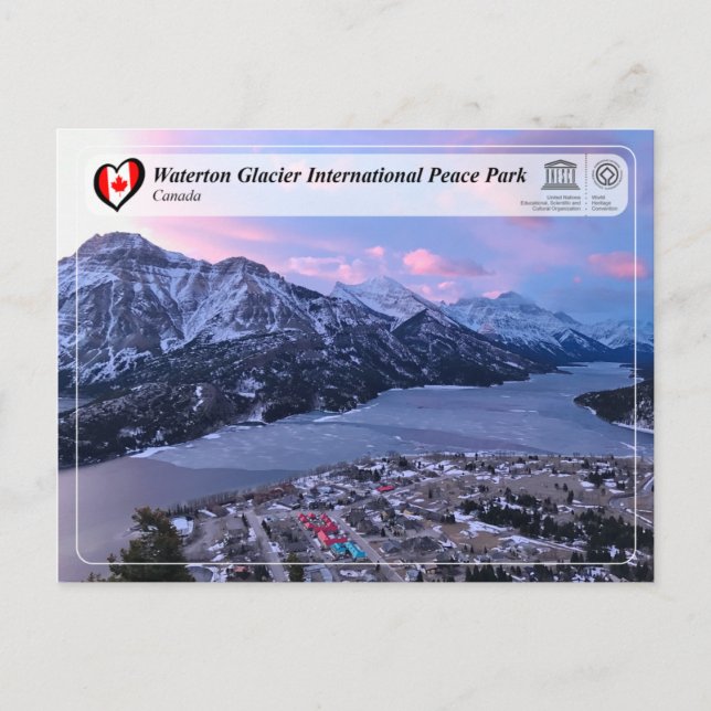 UNESCO - Waterton Glacier International Peace Park Postcard (Front)