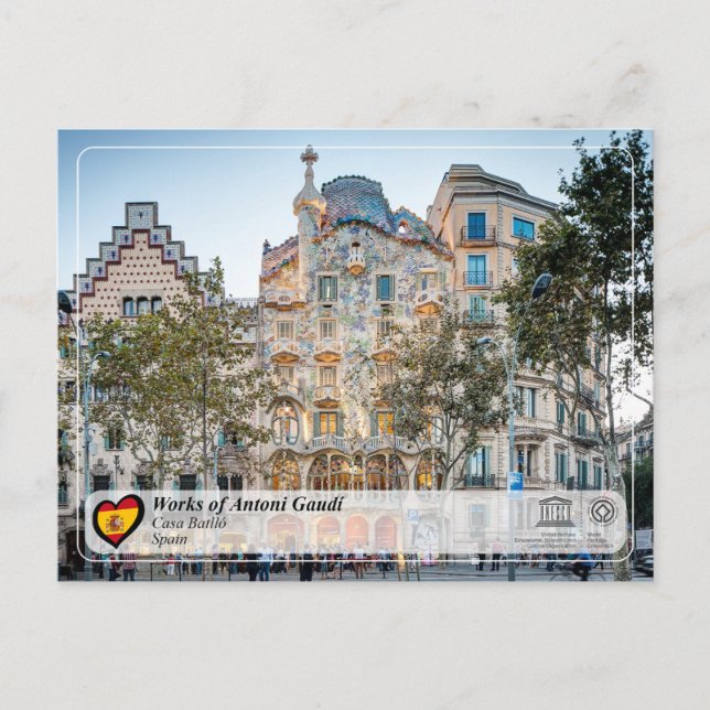 UNESCO WHS - Antoni Gaudí - Casa Batlló Postcard (Front)