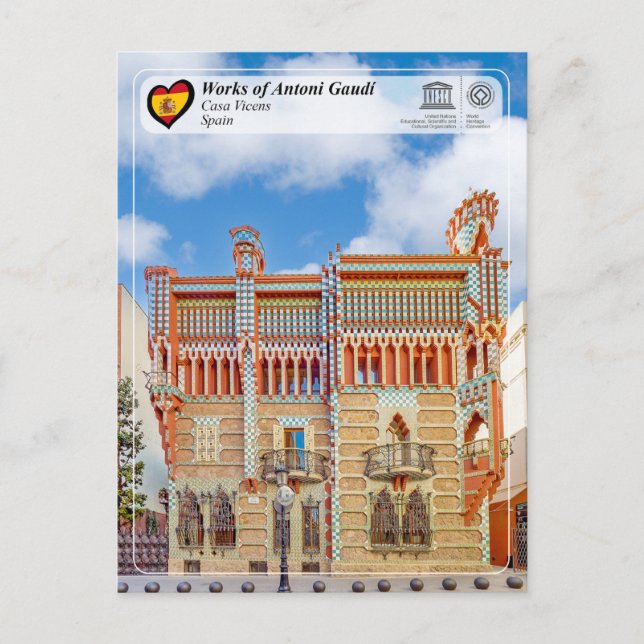 UNESCO WHS - Antoni Gaudí - Casa Vicens Postcard (Front)