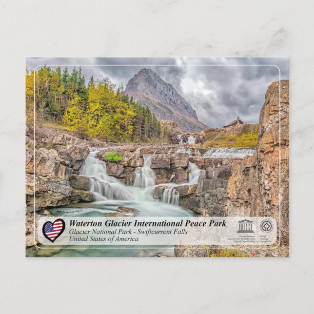 UNESCO  WHS - Glacier NP - Swiftcurrent Falls Post Postcard (Front)
