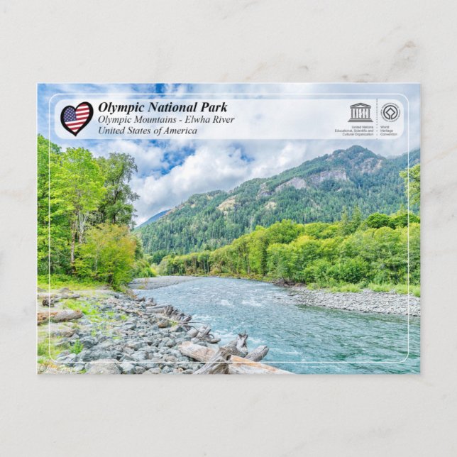 UNESCO WHS - Olympic National Park - Elwha River Postcard (Front)