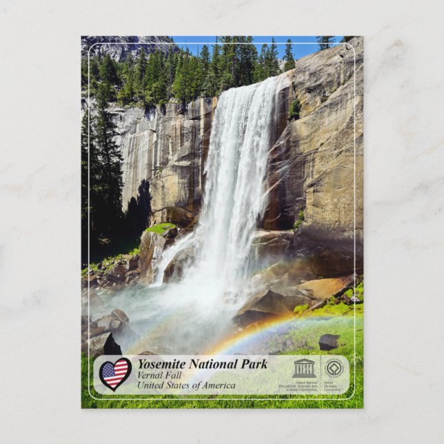 UNESCO WHS - Yosemite NP - Vernal Fall Postcard (Front)