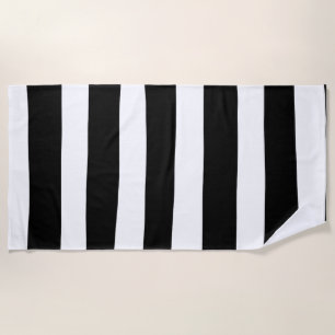 Uneven Stripes - Black and White  Beach Towel