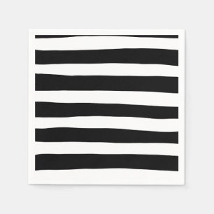 Uneven Stripes - Black and White Napkin