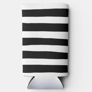 Uneven Stripes - Black and White Seltzer Can Cooler