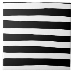 Uneven Stripes - Black and White  Tile