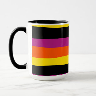 Uneven Stripes - Black, Pink, Orange and Yellow Mug