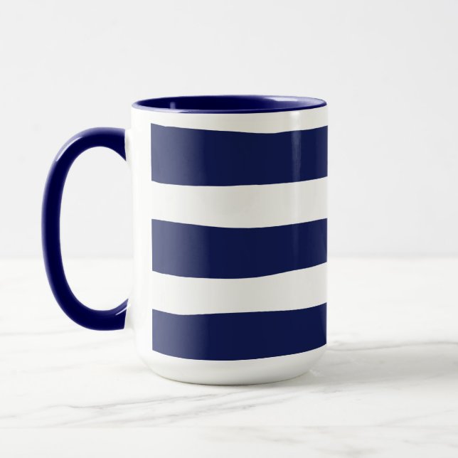 Uneven Stripes - Blue and White Mug (Left)
