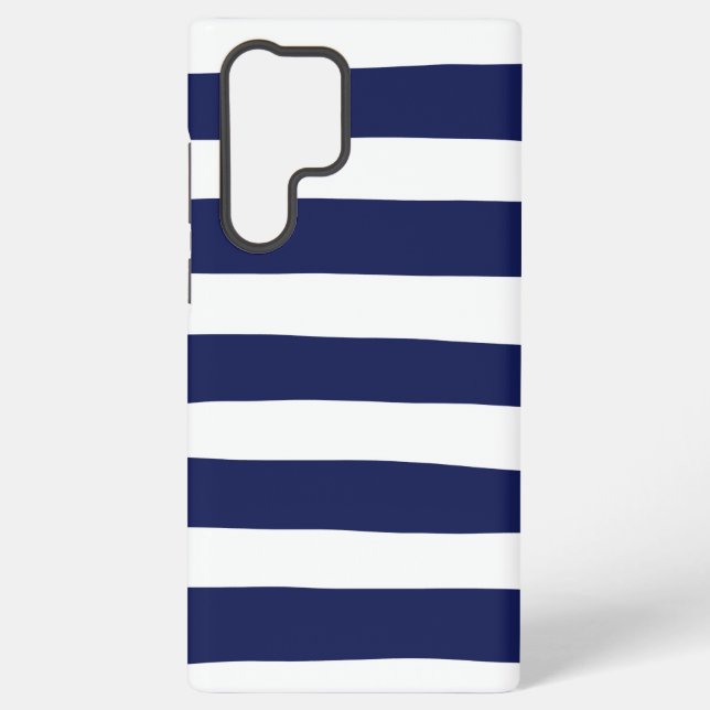 Uneven Stripes - Blue and White Samsung Galaxy S22 Ultra Case (Back)