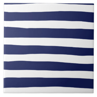 Uneven Stripes - Blue and White Tile
