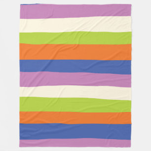 Uneven Stripes - Blue, Orange, Purple, Green, and Fleece Blanket