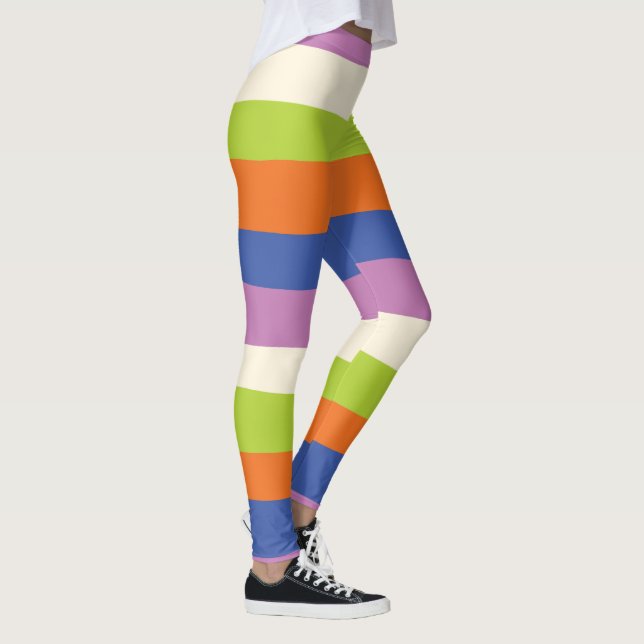Uneven Stripes - Blue, Orange, Purple, Green, and  Leggings (Right)