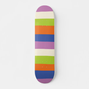 Uneven Stripes - Blue, Orange, Purple, Green, and  Skateboard