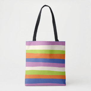 Uneven Stripes - Blue, Orange, Purple, Green, and Tote Bag
