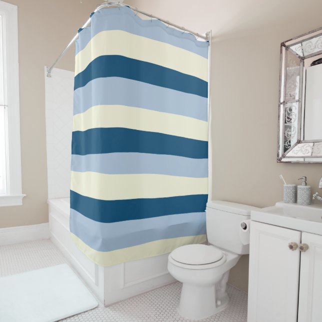 Uneven Stripes - Dark Blue, Light Blue and Cream (In Situ)