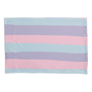 Uneven Stripes in Blue, Pink, and Lilac Pillowcase