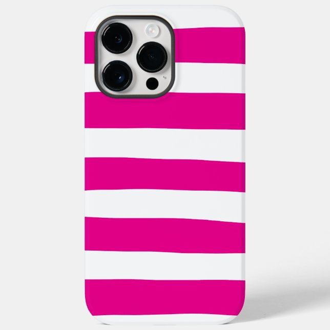 Uneven Stripes in Magenta and White  Case-Mate iPhone Case (Back)