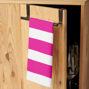 Uneven Stripes in Magenta and White  Kitchen Towel