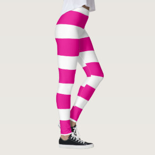 Uneven Stripes in Magenta and White  Leggings