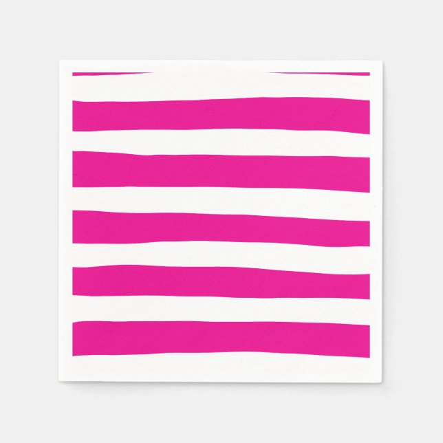 Uneven Stripes in Magenta and White  Napkin (Front)