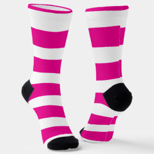 Uneven Stripes in Magenta and White  Socks
