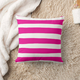 Uneven Stripes in Magenta and White  Throw Pillow