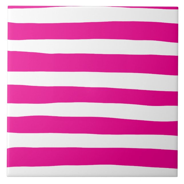 Uneven Stripes in Magenta and White  Tile (Front)