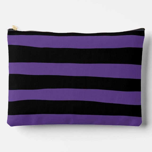 Uneven Stripes in Purple and Black Accessory Pouch (Front)
