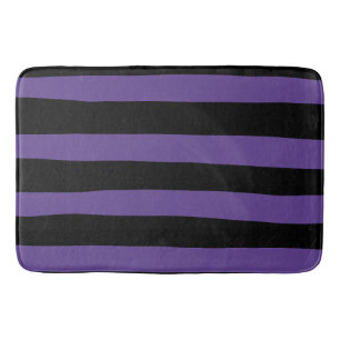 Uneven Stripes in Purple and Black Bath Mat