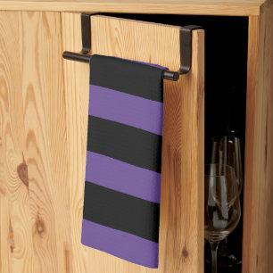 Uneven Stripes in Purple and Black Kitchen Towel