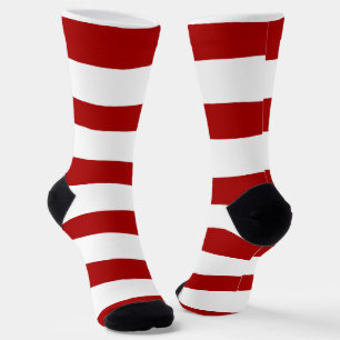 Uneven Stripes in Red and White Socks