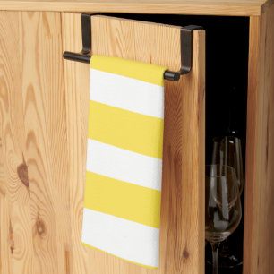 Uneven Stripes - Lemon Yellow and White Kitchen Towel