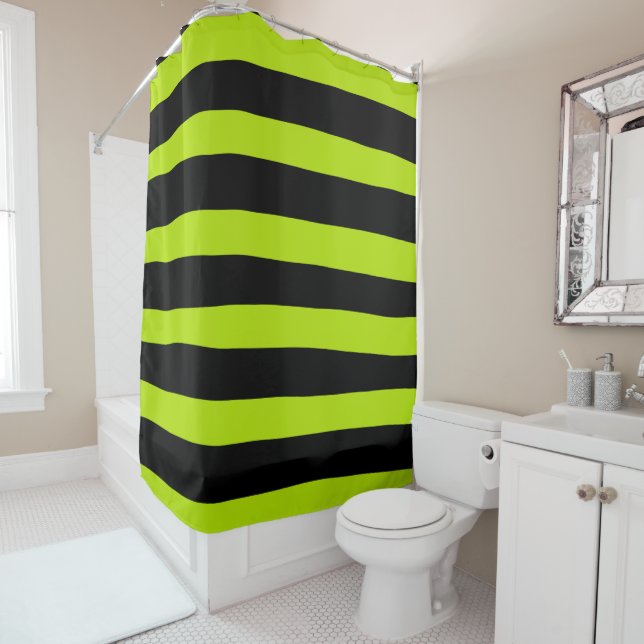 Uneven Stripes - Lime Green and Black (In Situ)