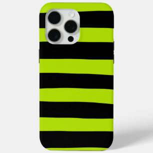 Uneven Stripes - Lime Green and Black iPhone 15 Pro Max Case