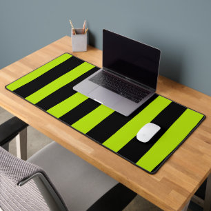 Uneven Stripes - Lime Green and Black Desk Mat