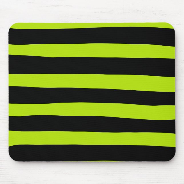 Uneven Stripes - Lime Green and Black Mouse Pad (Front)