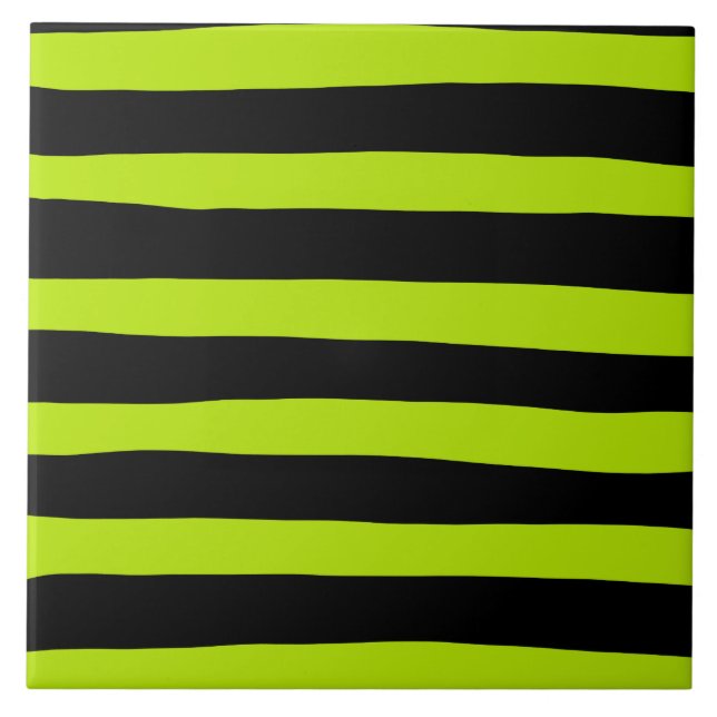 Uneven Stripes - Lime Green and Black Tile (Front)