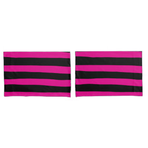 Uneven Stripes - Magenta and Black Pillowcase