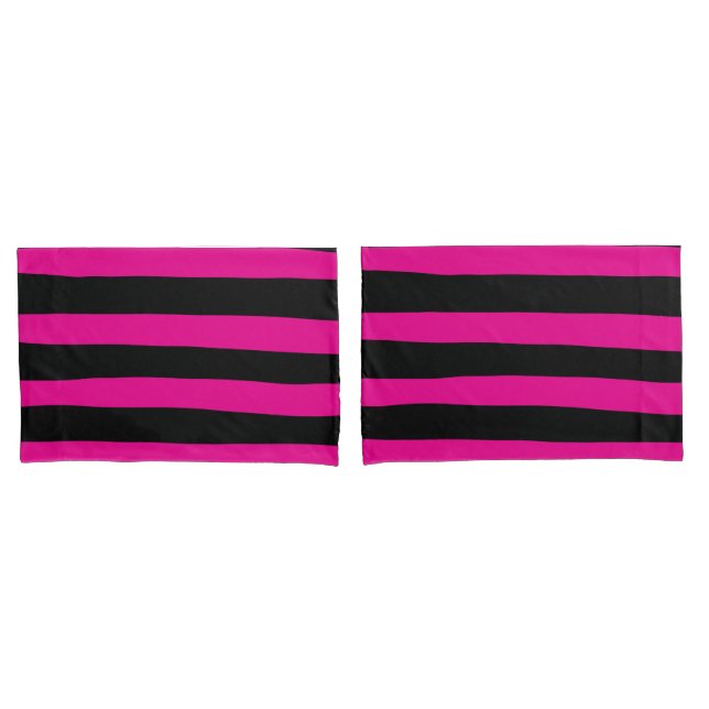 Uneven Stripes - Magenta and Black Pillowcase (Front-Set)