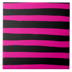 Uneven Stripes - Magenta and Black Tile