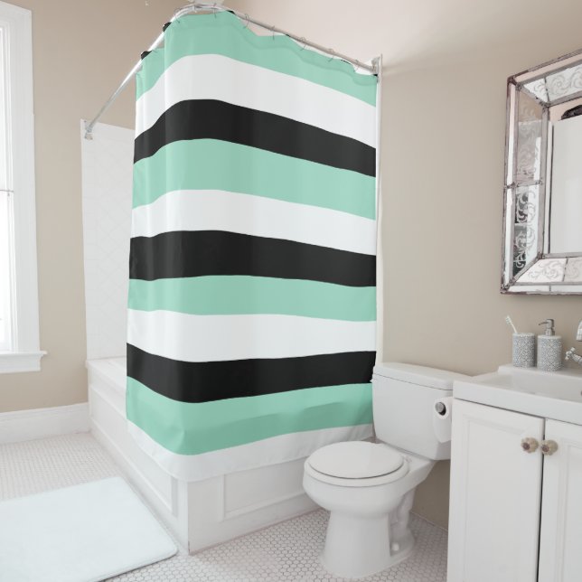 Uneven Stripes - Mint Green, White and Black (In Situ)