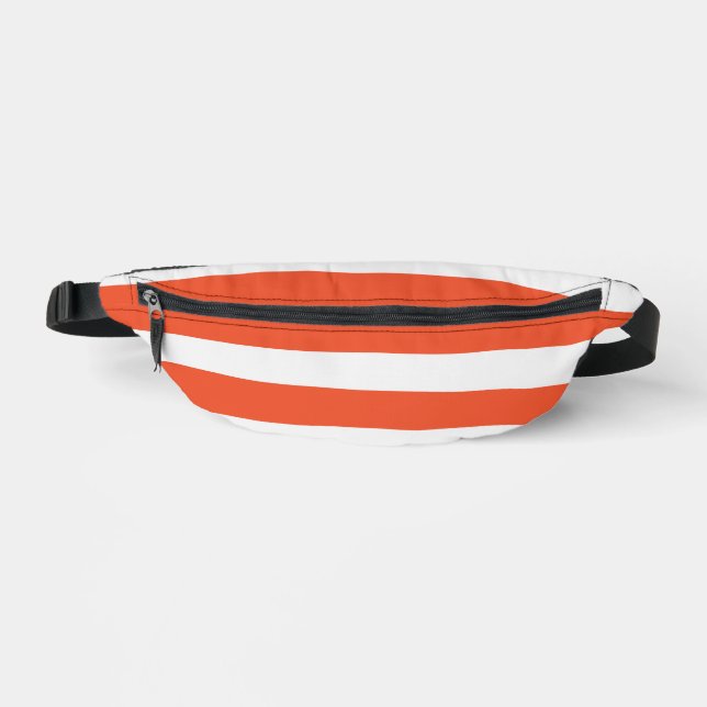 Uneven Stripes - Orange and White Fanny Pack (Front)
