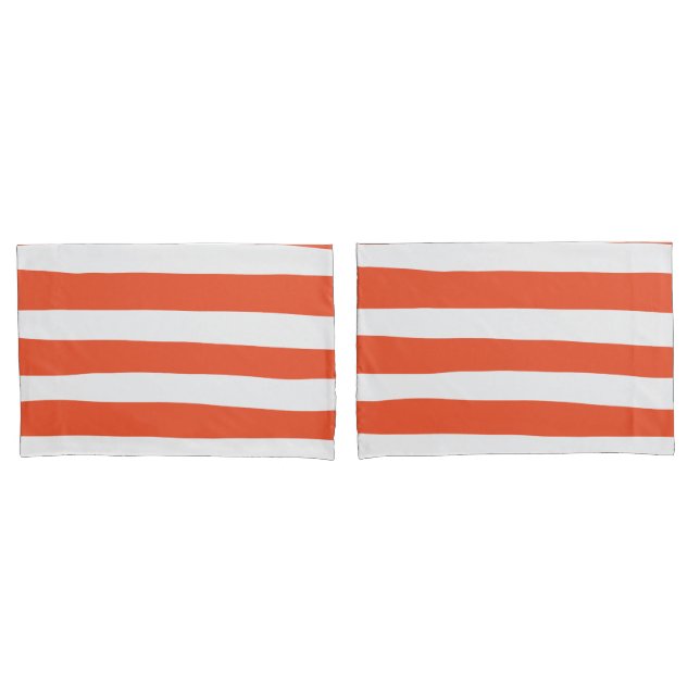 Uneven Stripes - Orange and White Pillowcase (Front-Set)